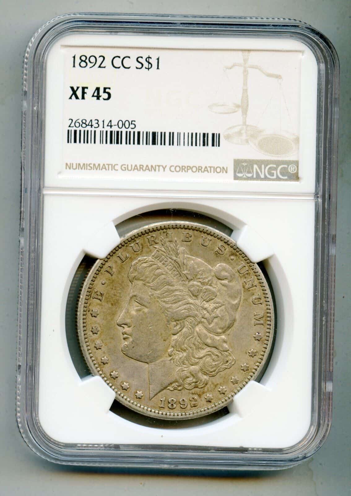 1892 Silver Dollar Misaligned Obverse Error
