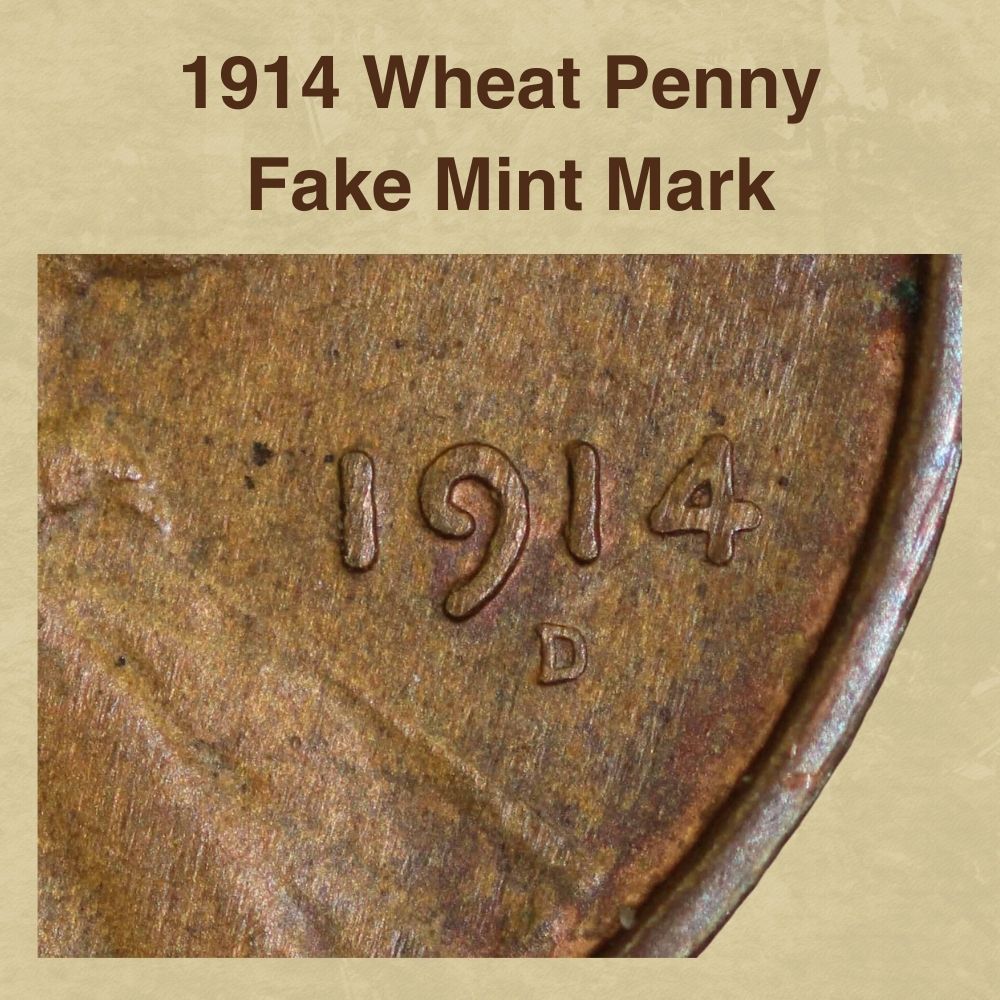 1914 Wheat Penny Fake Mint Mark