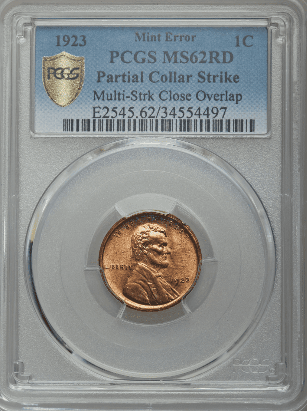 1923 Penny Partial Collar Strike Error