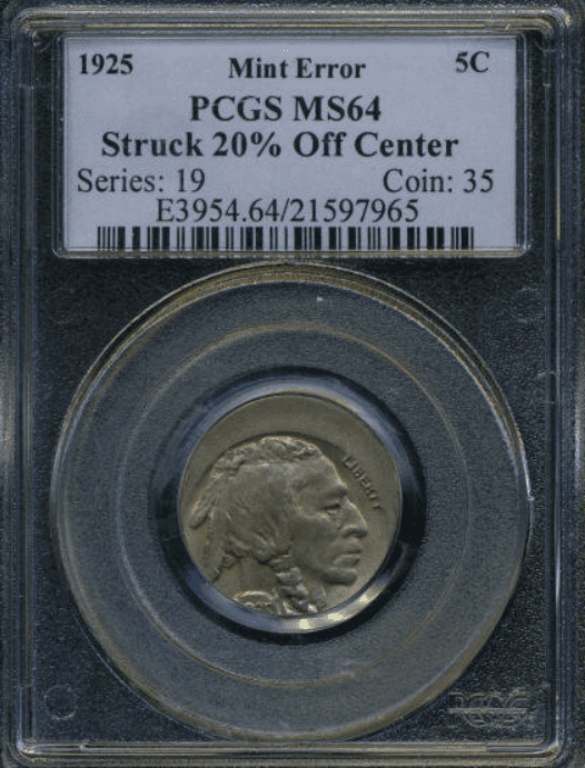 1925 Buffalo Nickel Off-Center Error