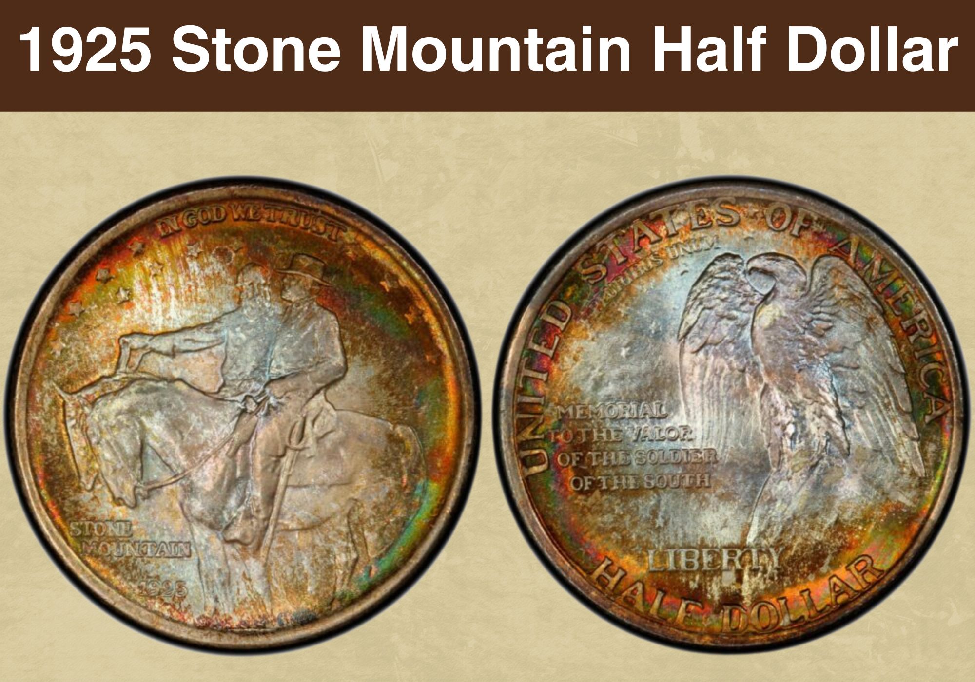 1925 Stone Mountain Half Dollar Coin Value (Errors List & No Mint Mark Worth)