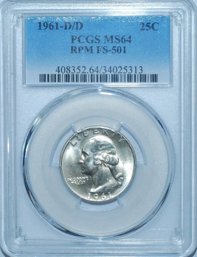 1961 D Quarter Re-punched Mint Mark Error