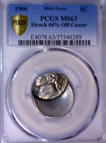 1966 Nickel Struck 60% Off-Center Error