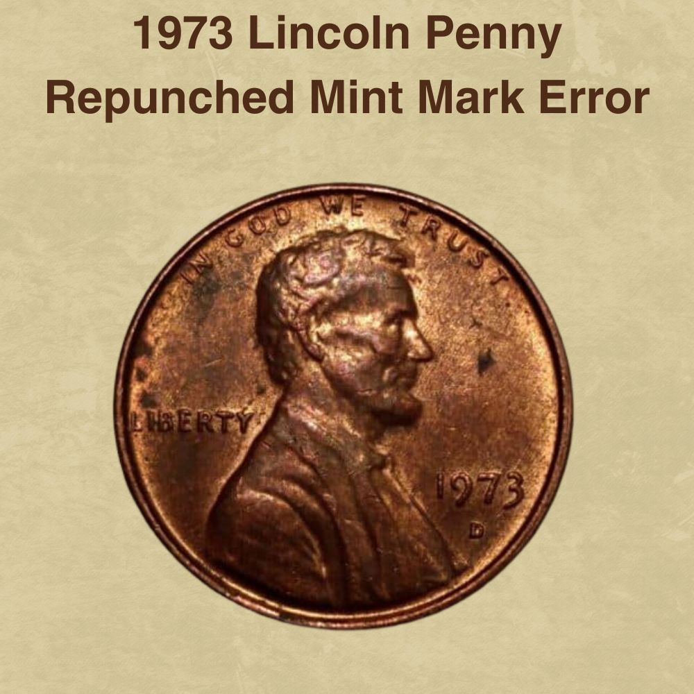 1973 Lincoln Penny Repunched Mint Mark Error