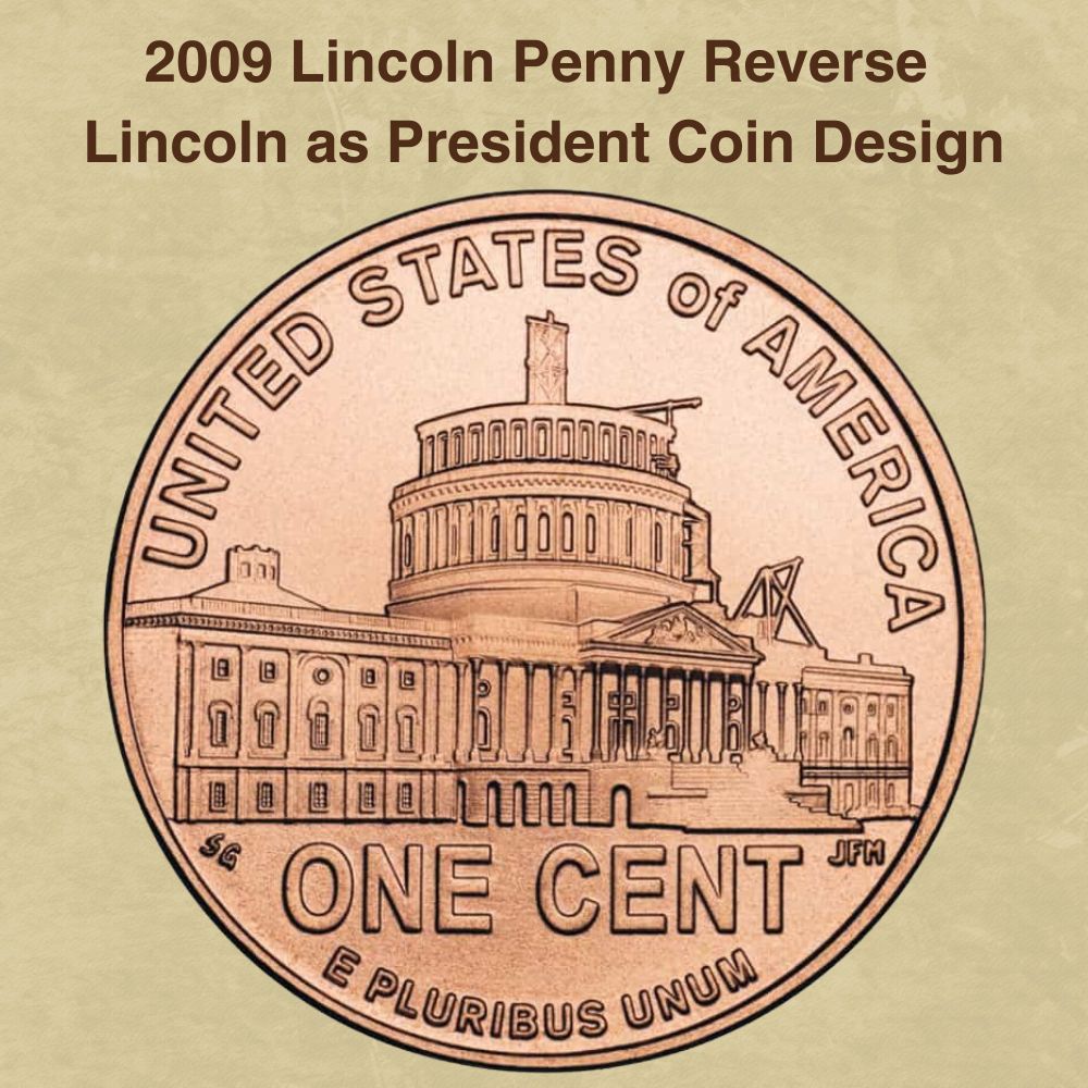2009 Lincoln Penny Reverse Lincoln as President Coin Design