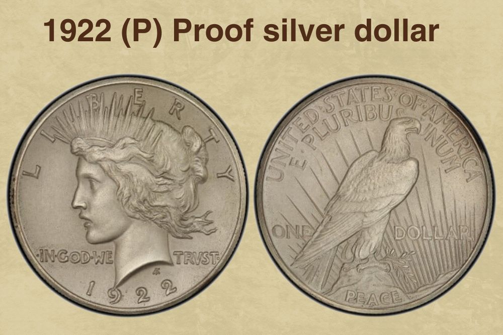 1922 (P) Silver dollar, satin finish, high relief, reverse of 1921