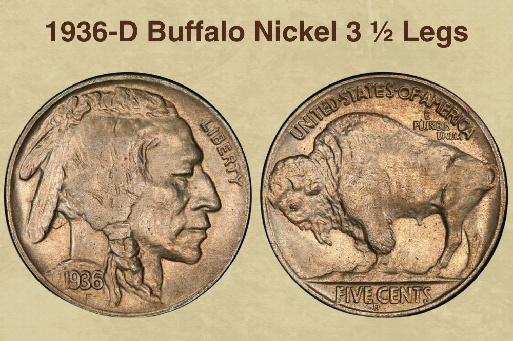 1936-D Buffalo Nickel 3 ½ Legs