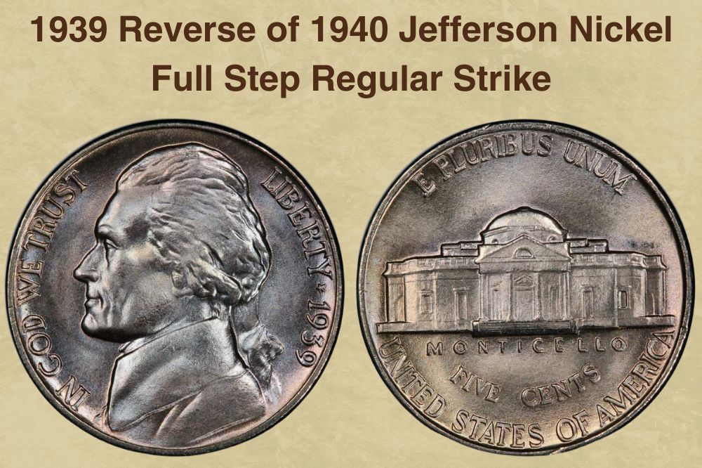 1939 Reverse of 1940 Jefferson Nickel Full Step Regular Strike