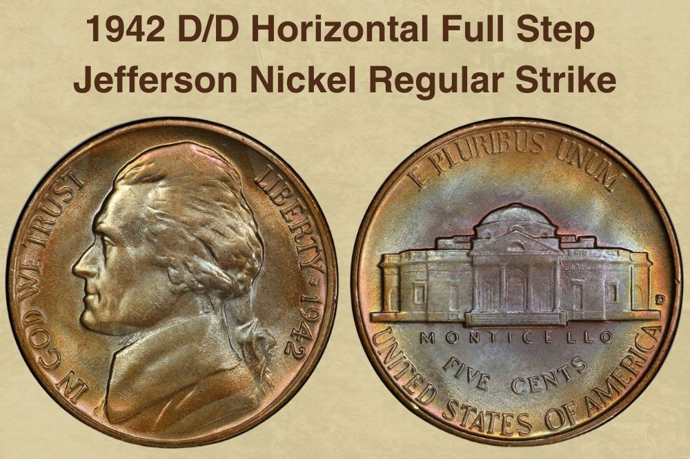 1942 D/D Horizontal Full Step Jefferson Nickel Regular Strike