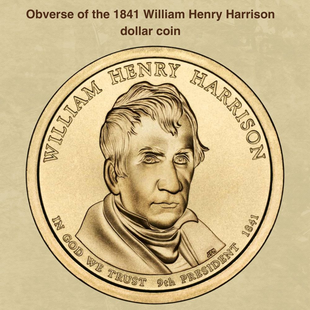 Obverse of the 1841 William Henry Harrison dollar coin