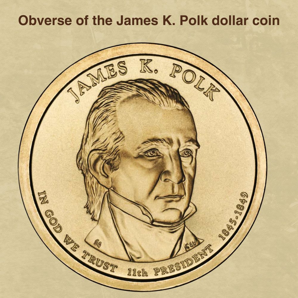 Obverse of the James K. Polk dollar coin