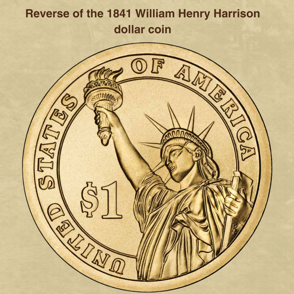 Reverse of the 1841 William Henry Harrison dollar coin