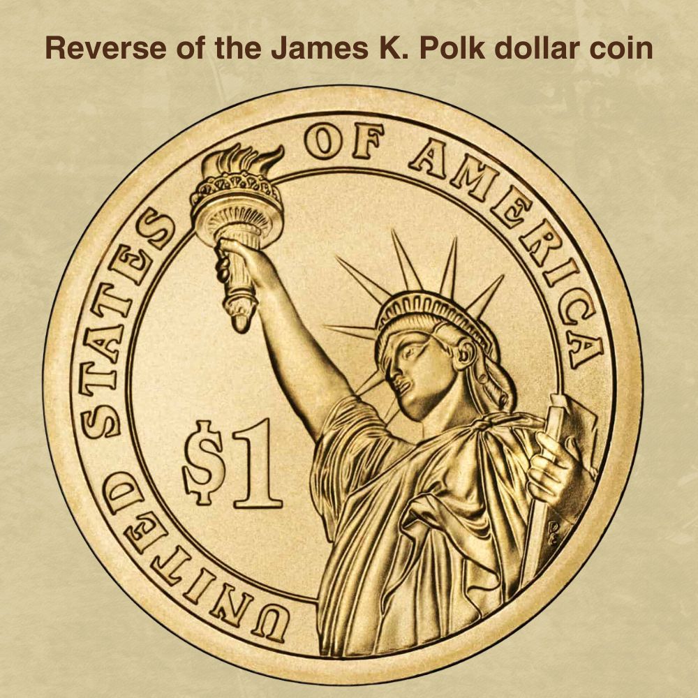 Reverse of the James K. Polk dollar coin