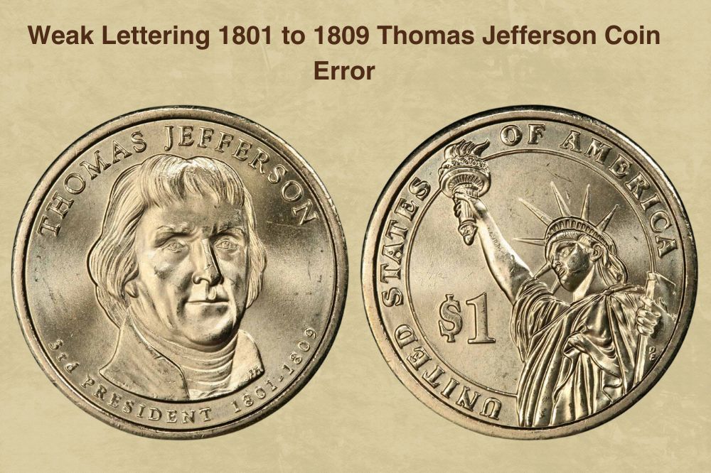 Weak Lettering 1801 to 1809 Thomas Jefferson Coin Error