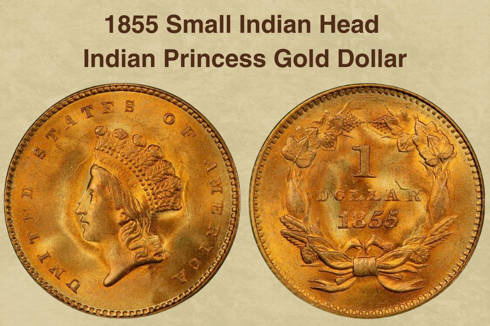 1855 Small Indian Head Indian Princess Gold Dollar