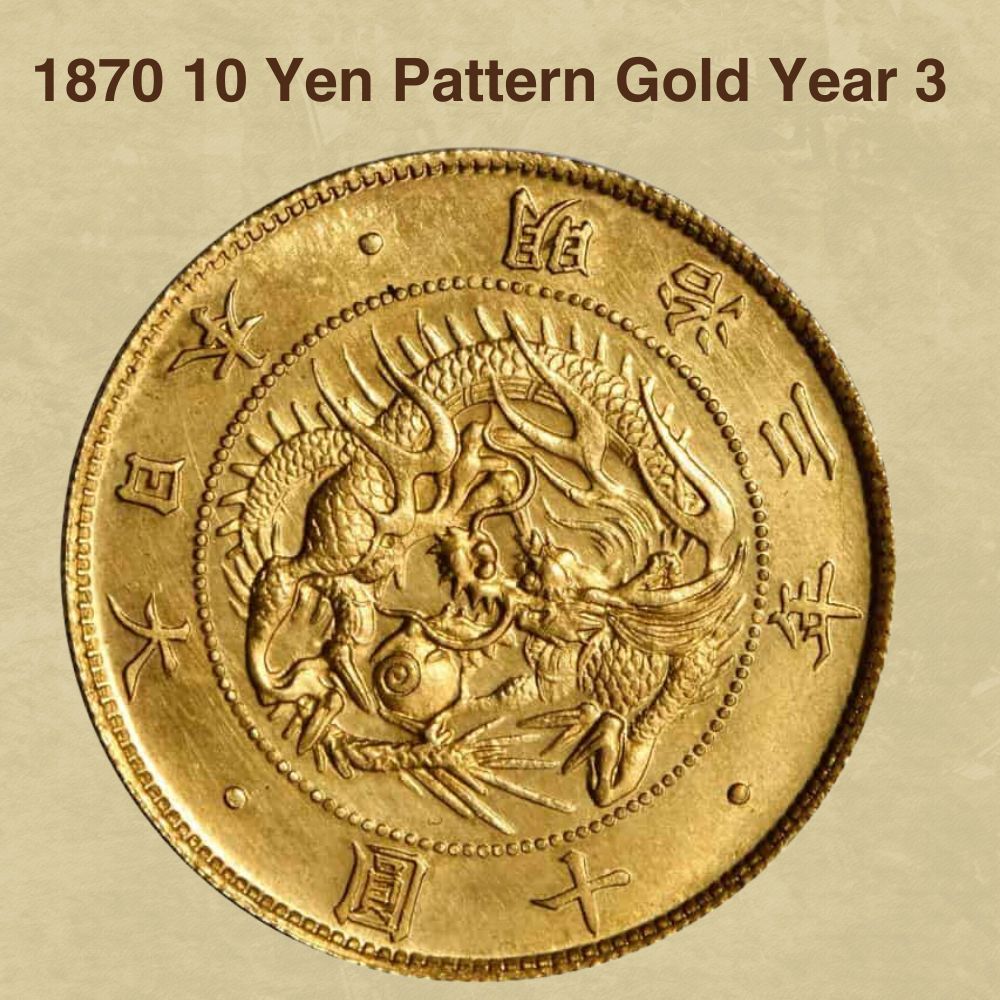 1870 10 Yen Pattern Gold Year 3