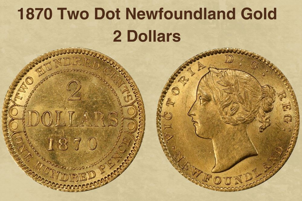 1870 Two Dot Newfoundland Gold 2 Dollars
