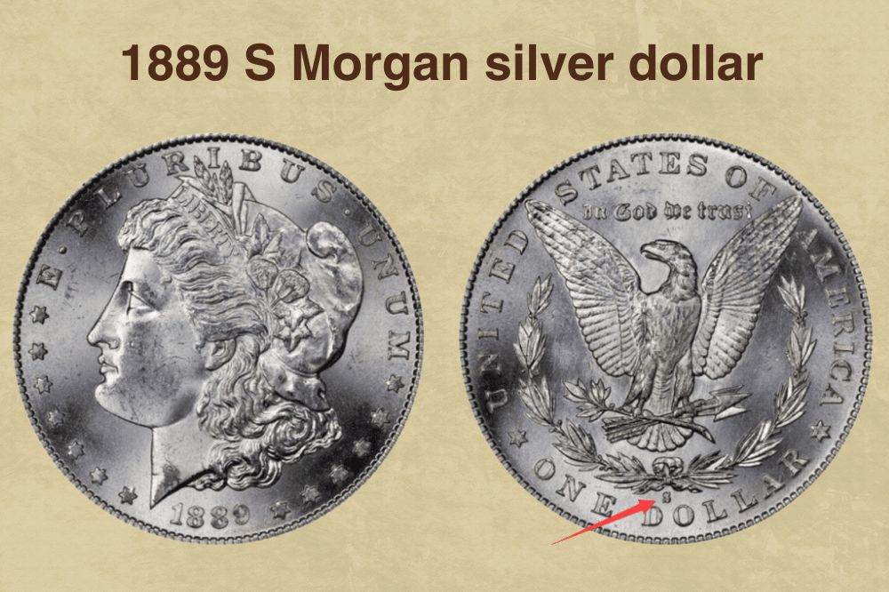 1889 S Morgan silver dollar