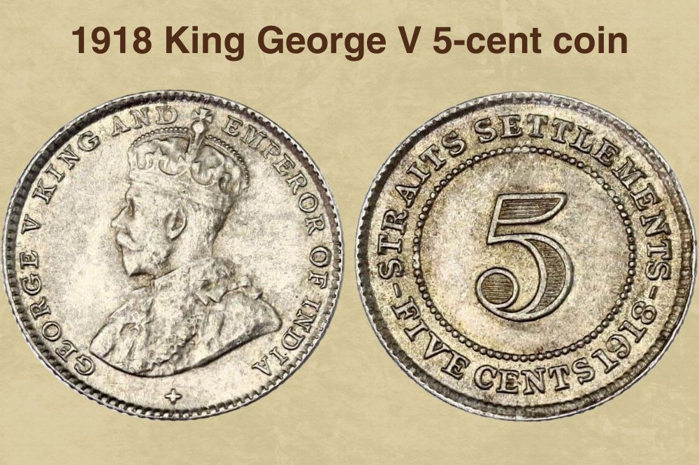 1918 King George V 5-cent coin