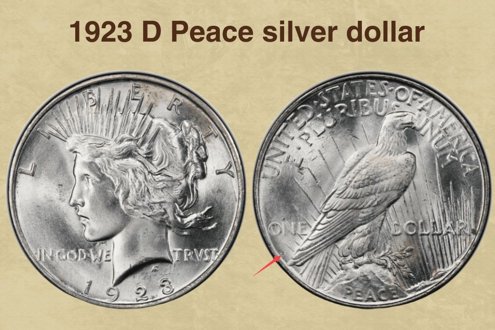 1923 D Peace silver dollar