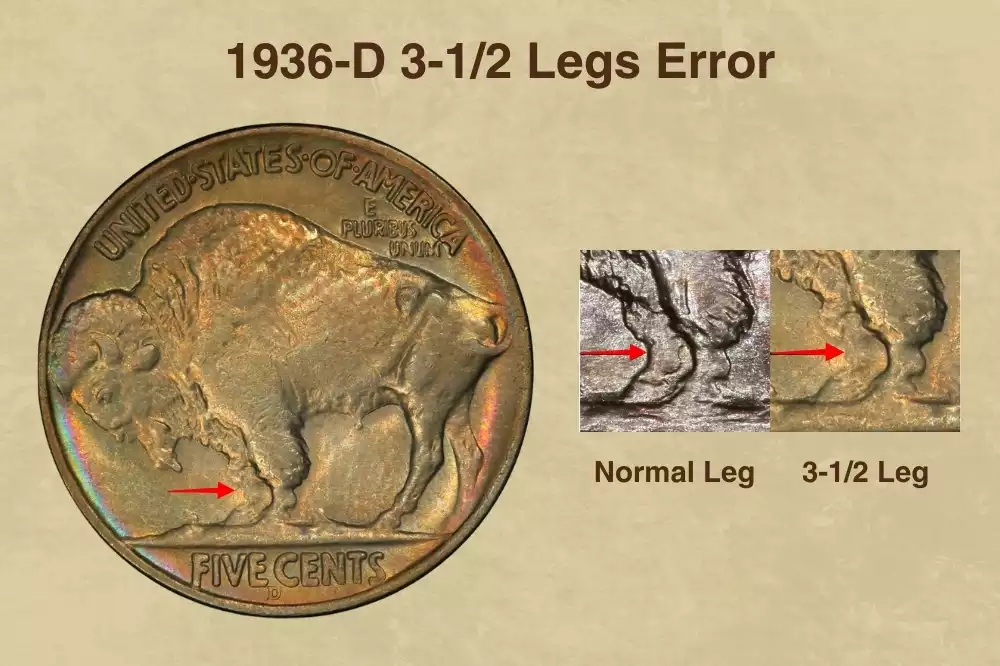1936-D 3-1/2 Legs Error
