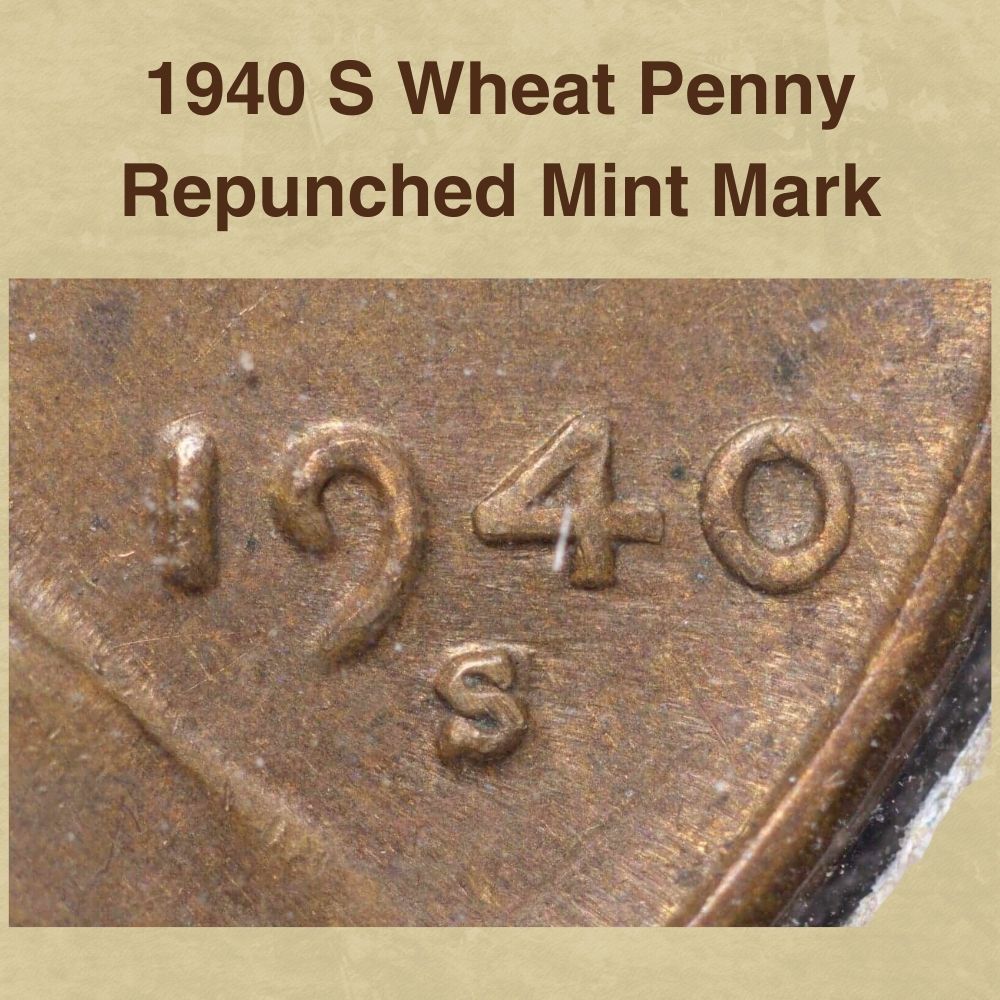 1940 One Cent Lincoln Wheat Penny, No Mint Mark, Error At ST In Trust,Pock  Marks