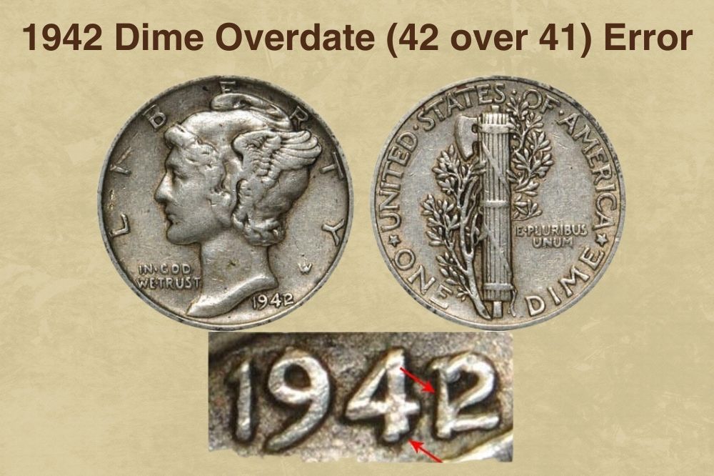 1942 Dime Overdate (42 over 41) Error