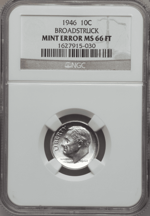 1946 Dime Broad struck