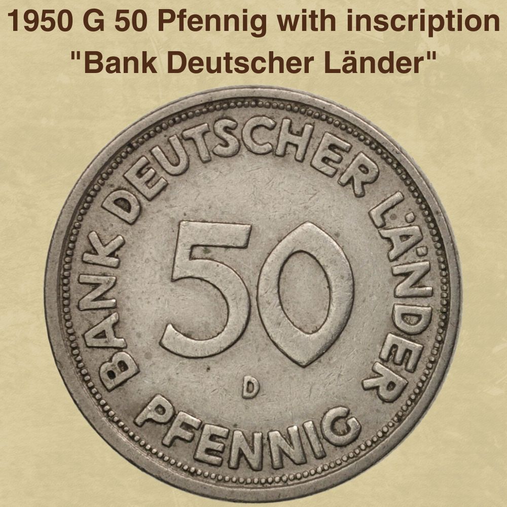 1950 G 50 Pfennig with inscription  Bank Deutscher Länder