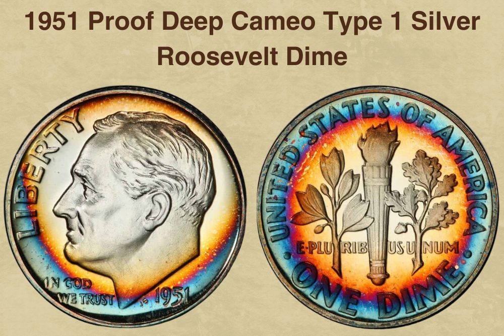 1951 Proof Deep Cameo Type 1 Silver Roosevelt Dime