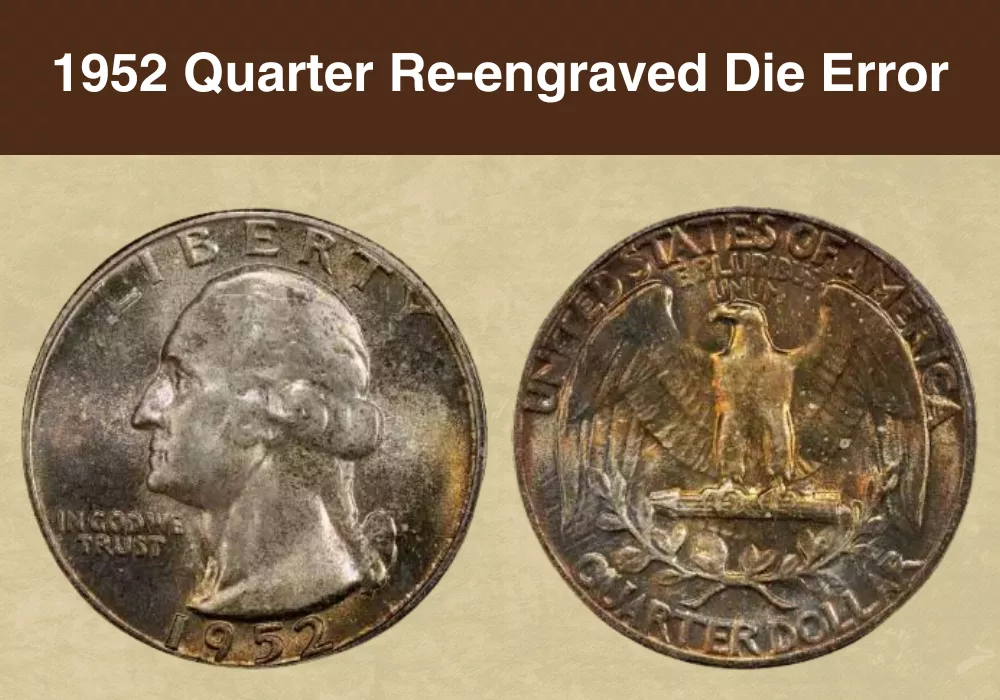 1952 Quarter Re-engraved Die Error
