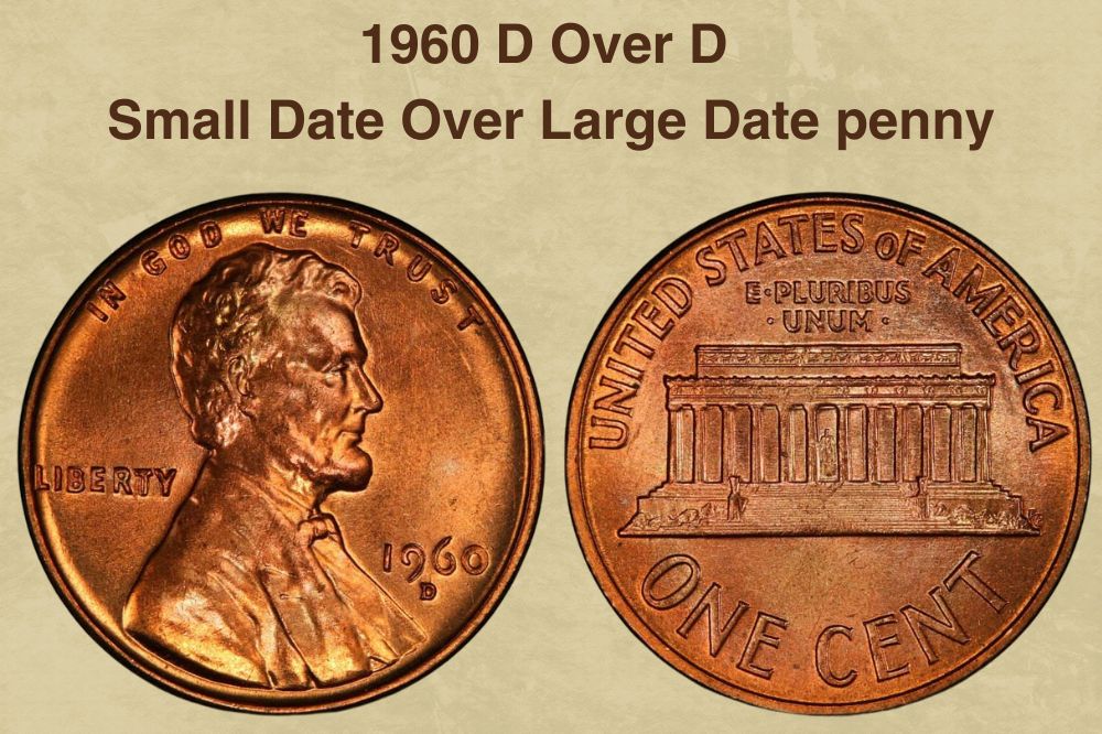 1960 D Over D Small Date Over Large Date penny