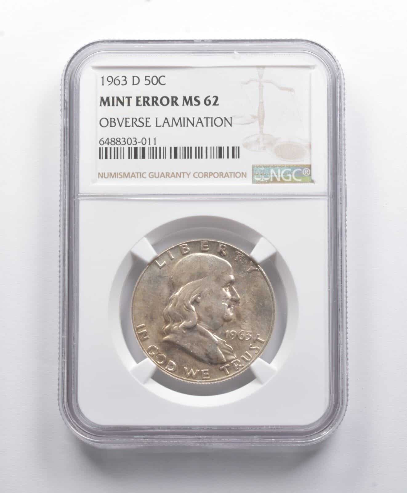 1963-D Half Dollar Lamination Error