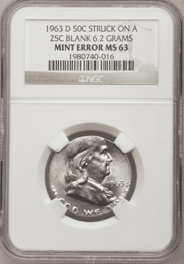 1963-D Half Dollar Struck on a Dime Planchet