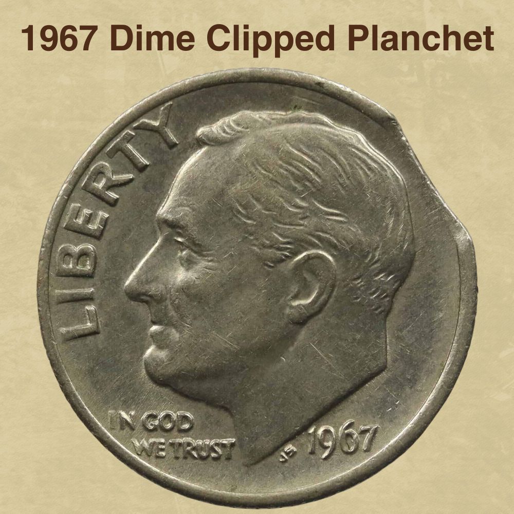 1967 Dime Clipped Planchet
