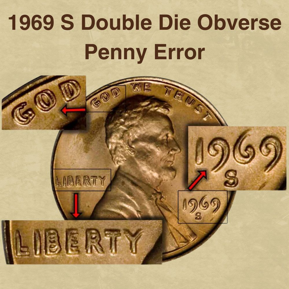 1969 S Double Die Obverse Penny Error