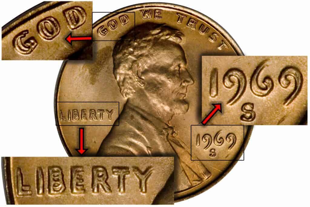 1969 S Double Die Obverse Penny Error