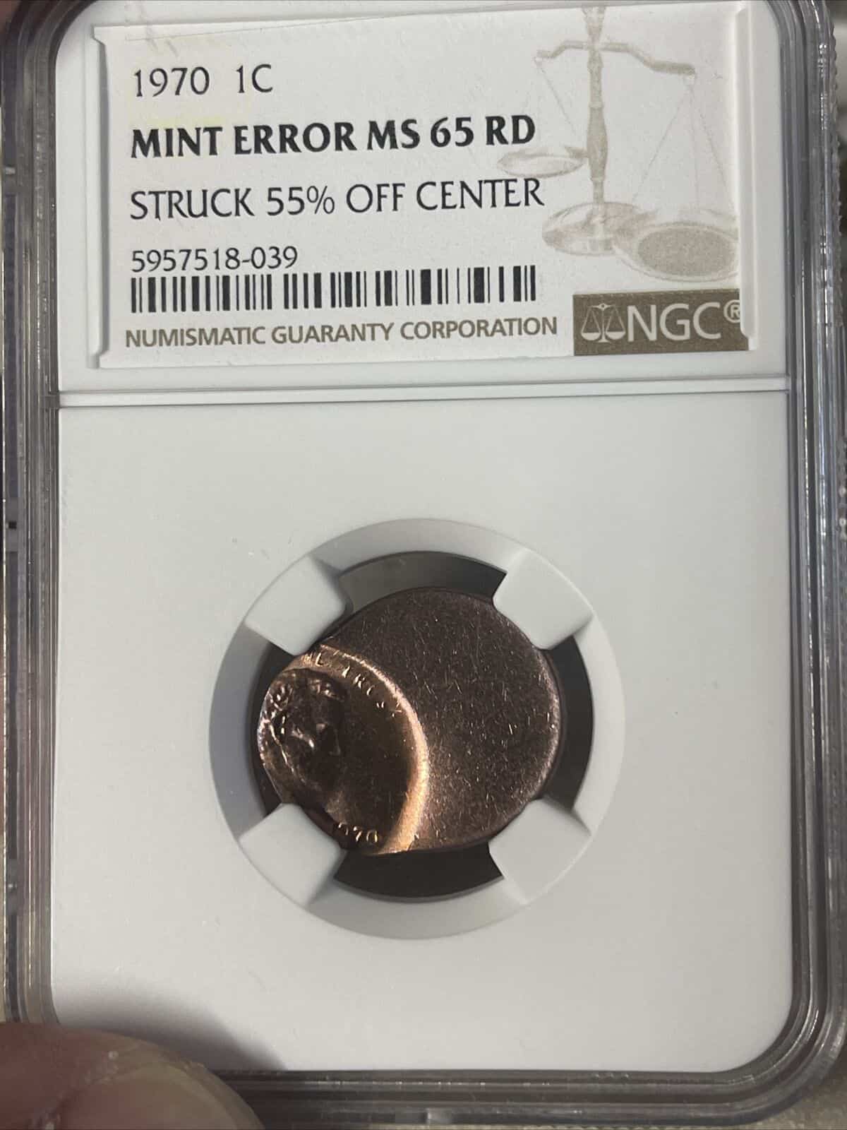 1970-D Penny Struck 55% Off-Centre