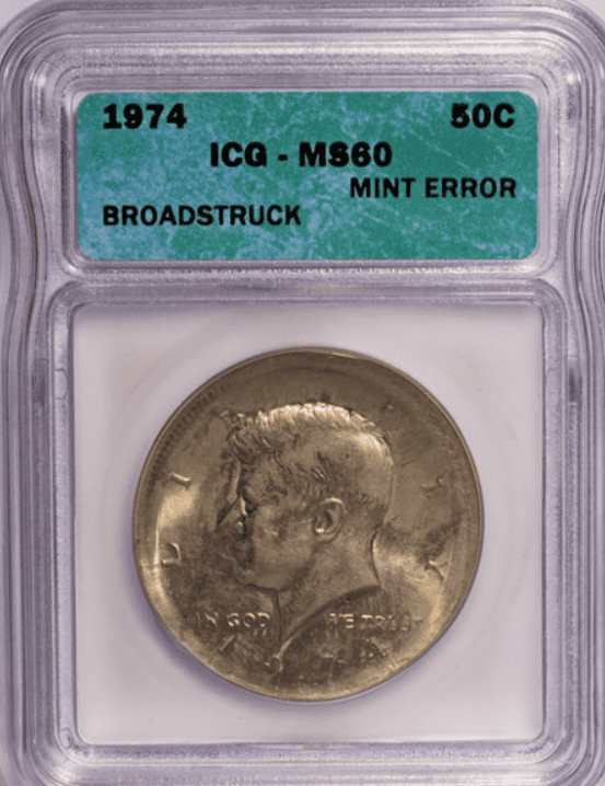 1974 Broad Struck Half Dollar Error