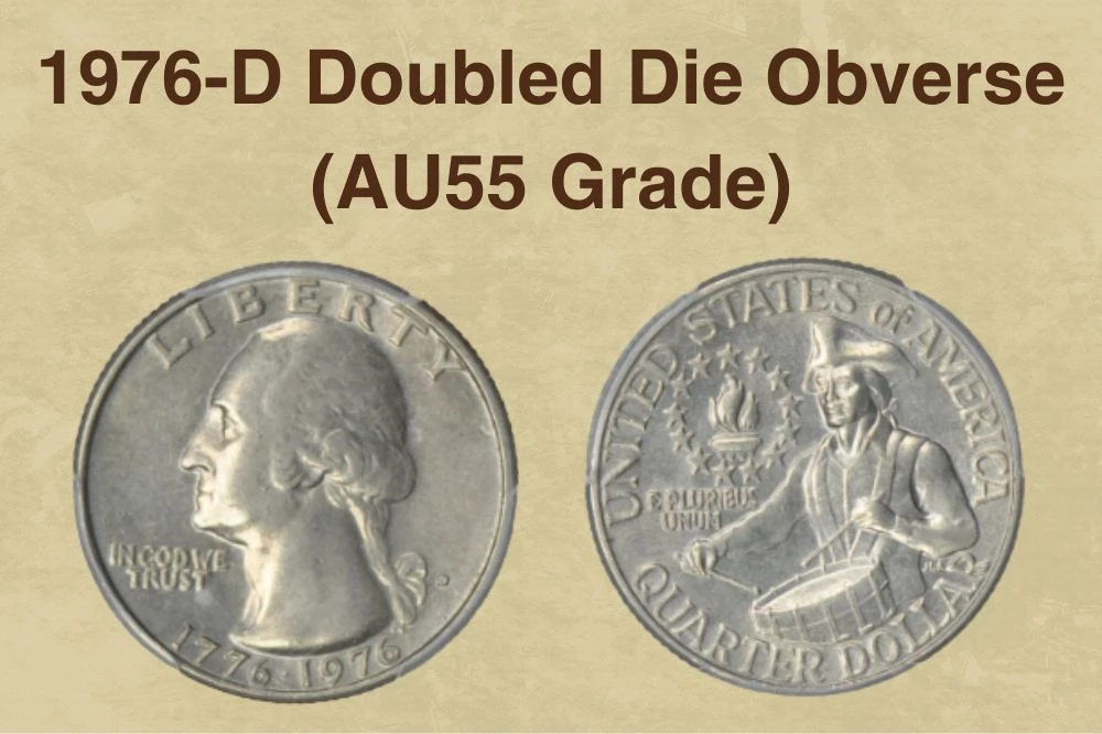 1976-D Doubled Die Obverse (AU55 Grade)