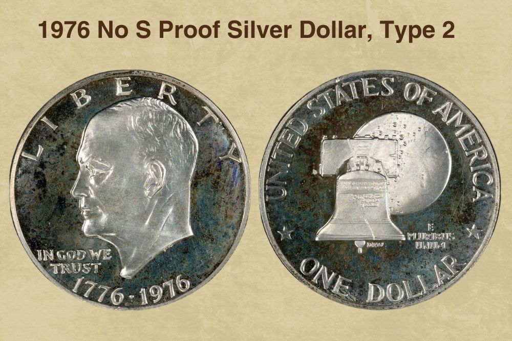 1976 No S Proof Silver Dollar, Type 2