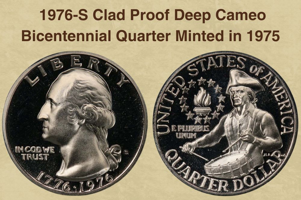 1976-S Clad Proof Deep Cameo Bicentennial Quarter Minted in 1975