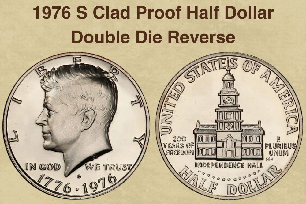 1976 S Clad Proof Half Dollar Double Die Reverse
