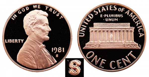 1981-S Type II Proof Lincoln Memorial Penny