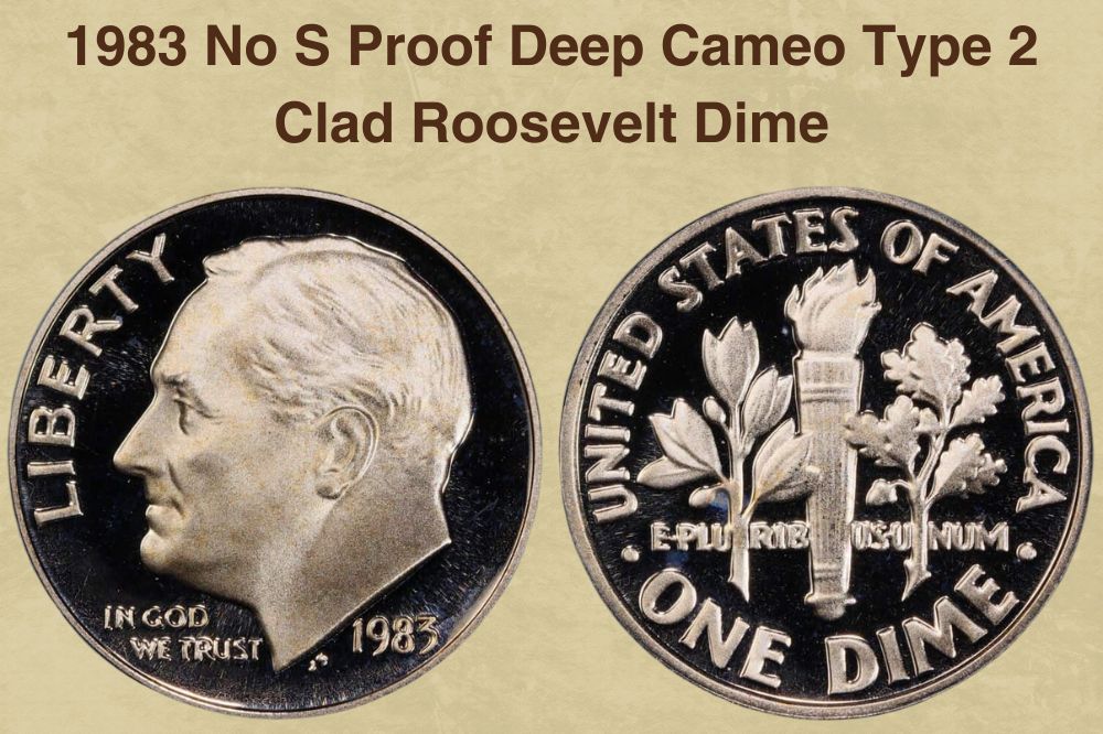1983 No S Proof Deep Cameo Type 2 Clad Roosevelt Dime
