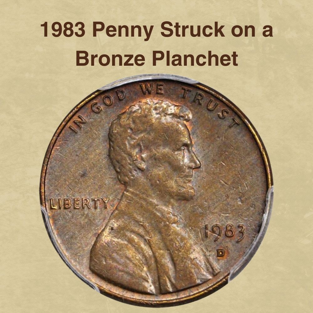1983 Penny Struck on a Bronze Planchet