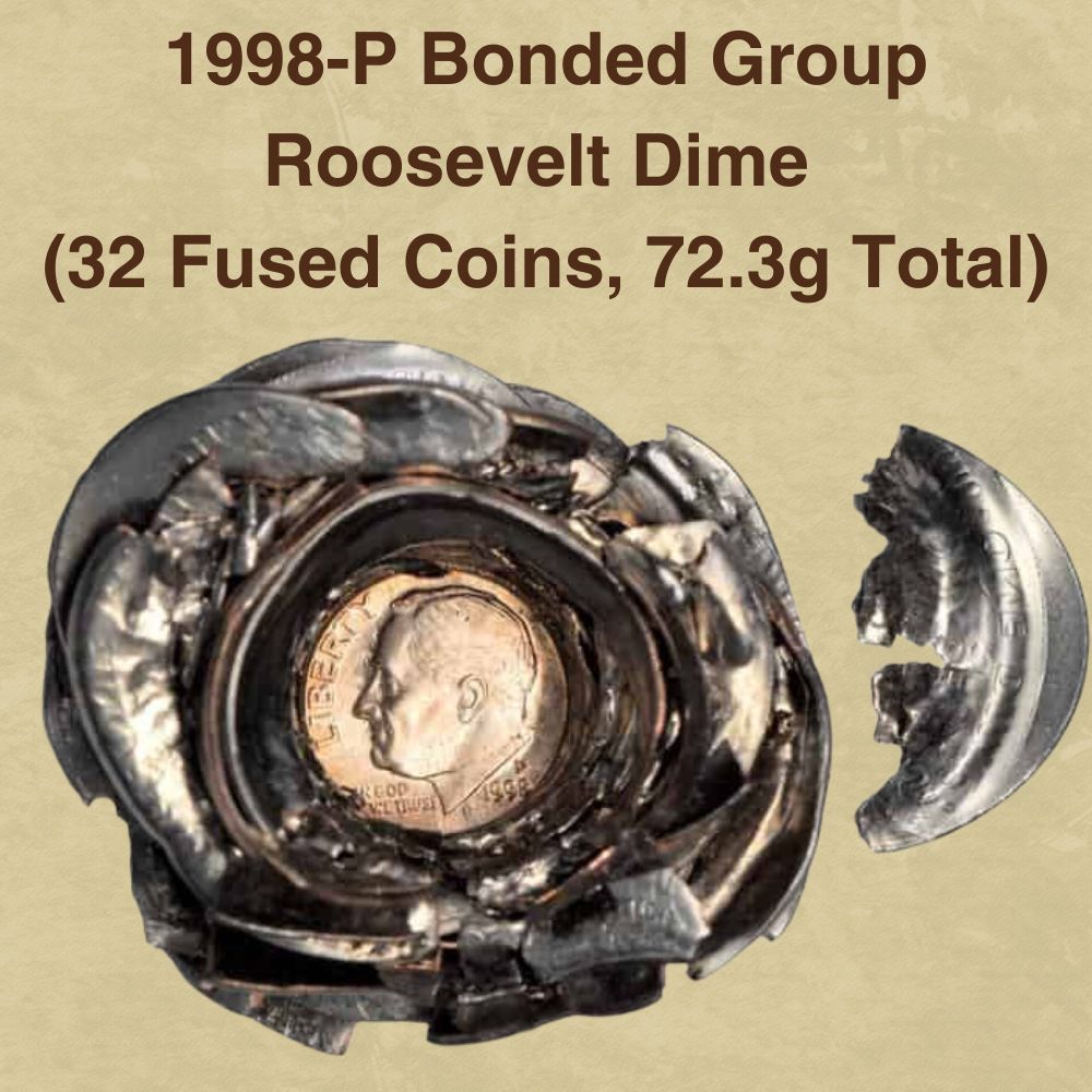 1998-P Bonded Group Roosevelt Dime (32 Fused Coins, 72.3g Total)