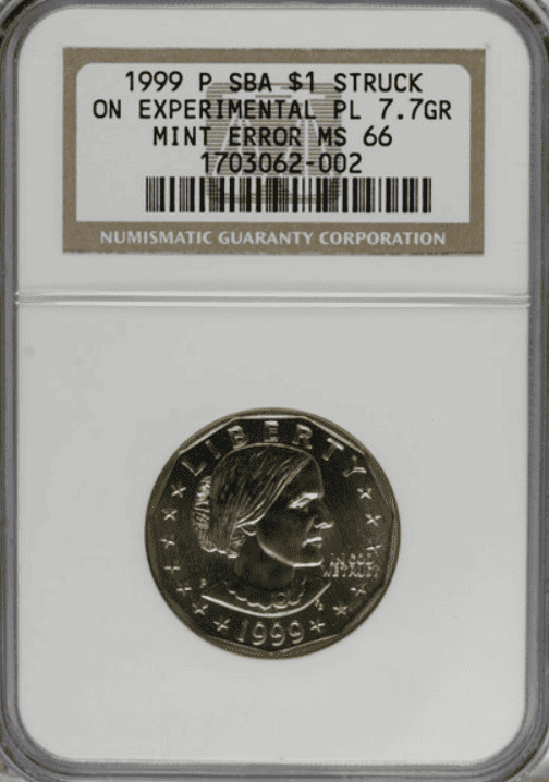 1999-P SBA Dollar Struck on an Experimental Alloy