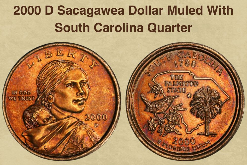 2000 D Sacagawea Dollar Muled With South Carolina Quarter