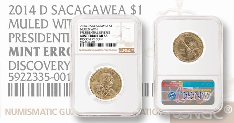 2014-D Sacagawea Dollar Muled with Presidential Dollar